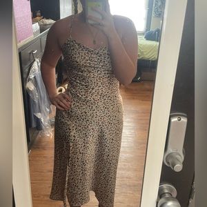 red dress cheetah print midi dress size medium